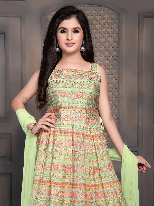 Silk printed palazzo suit in pista green