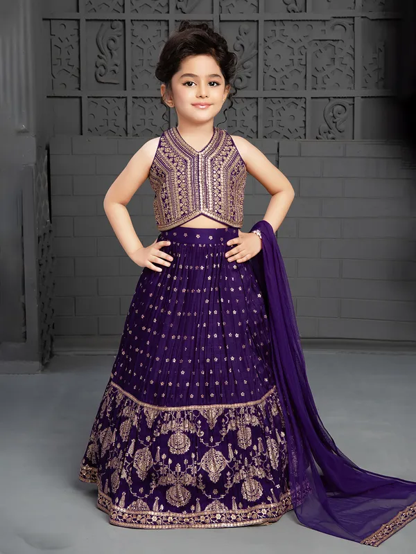 Silk purple lehenga choli with dupatta