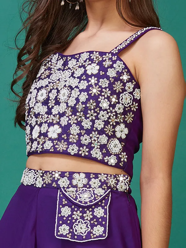 Silk purple palazzo salwar suit
