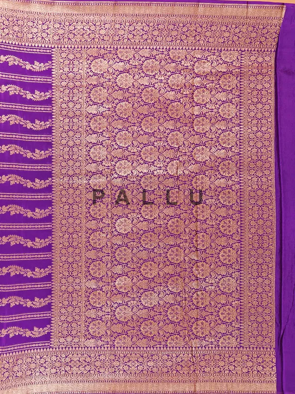 Silk purple saree with heavy zari work