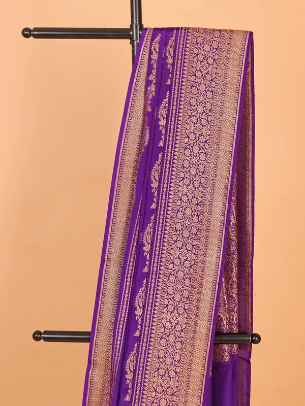 Silk purple saree with heavy zari work