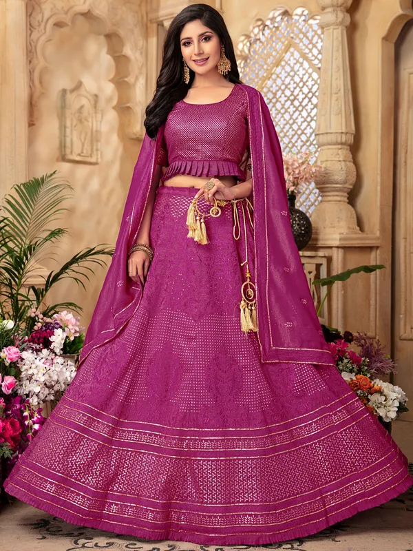 Silk purple wedding lehenga choli
