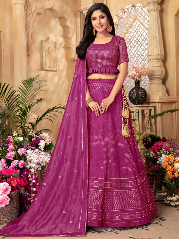 Silk purple wedding lehenga choli