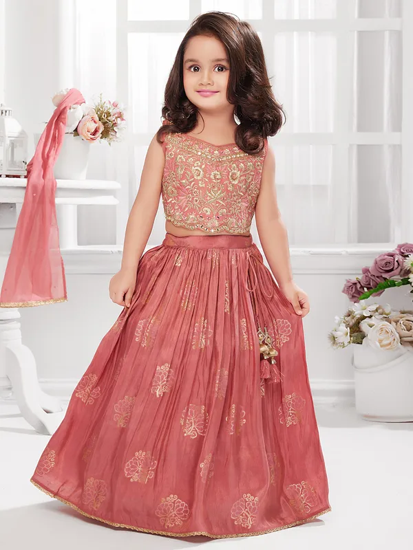 Silk sweet pink lehenga choli with zari work