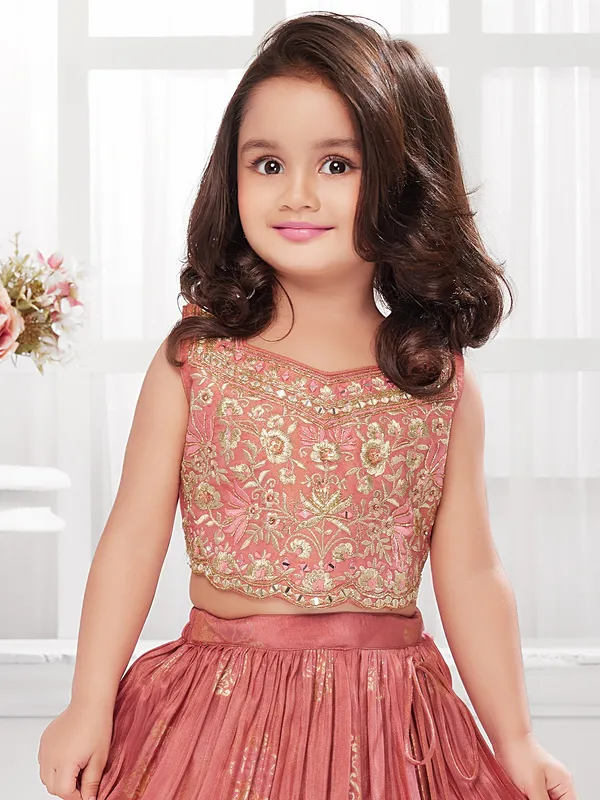 Silk sweet pink lehenga choli with zari work