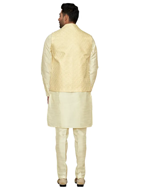 Silk waistcoat set in cream for wedding