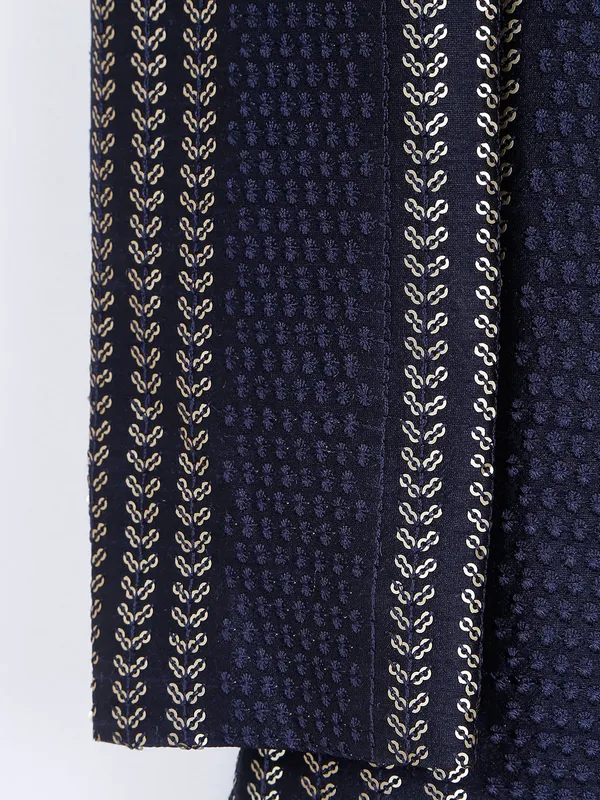 Silk wedding wear navy boys indowestern