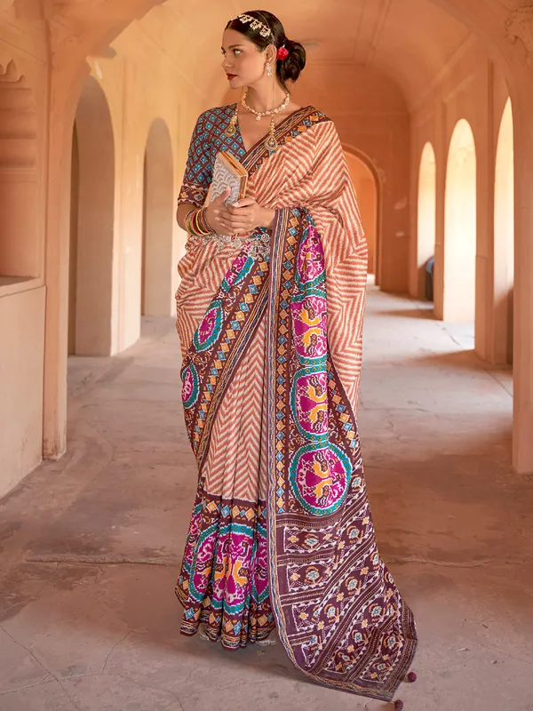 Silk wedding wear orange saree