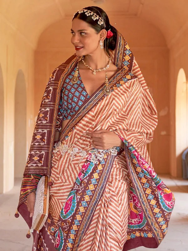 Silk wedding wear orange saree
