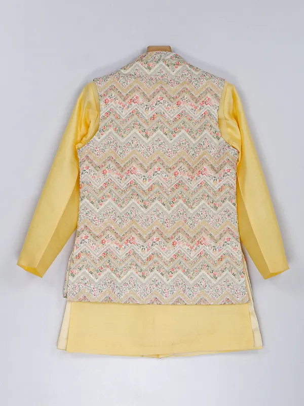Silk wedding wear yellow waistcoat set