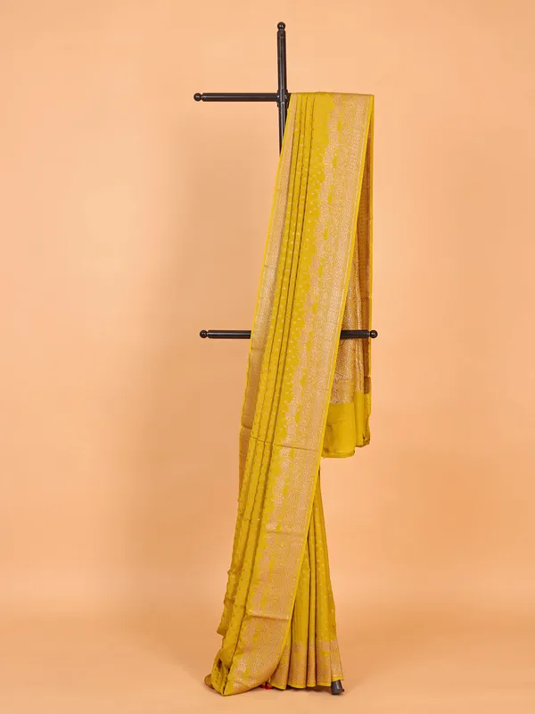 Silk yellow saree with zari work