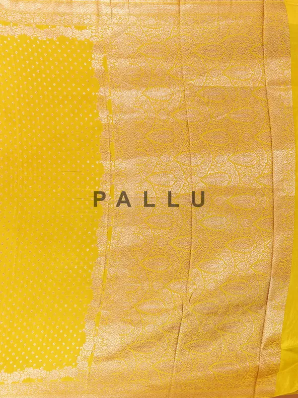 Silk yellow saree with zari work