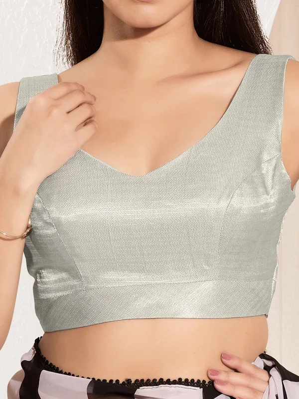 Silve sweetheart neck ready made blouse in silk