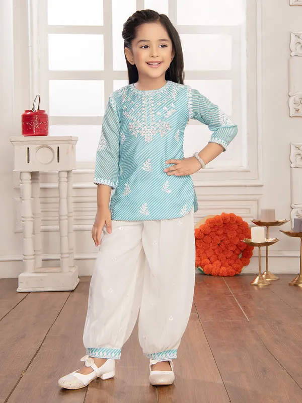 Sky blue cotton salwar suit for festive
