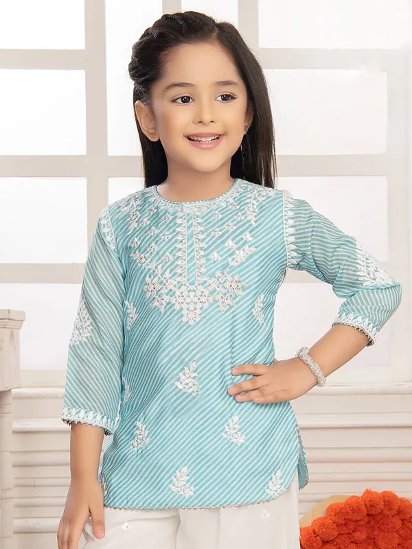 Sky blue cotton salwar suit for festive