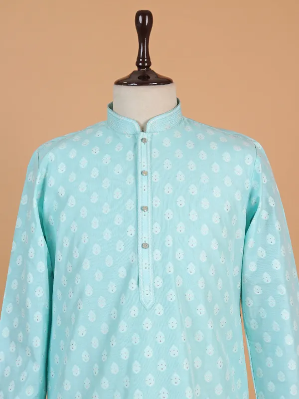 Sky blue festive wear kurta suit for men