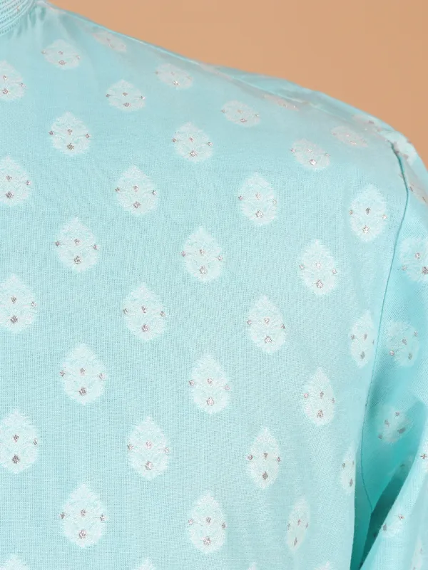 Sky blue festive wear kurta suit for men