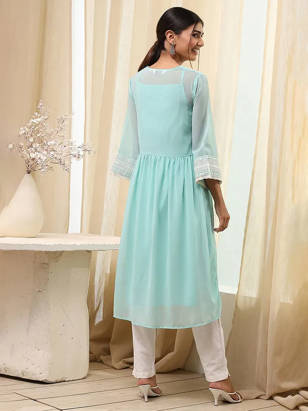 Sky blue georgette casual kurti