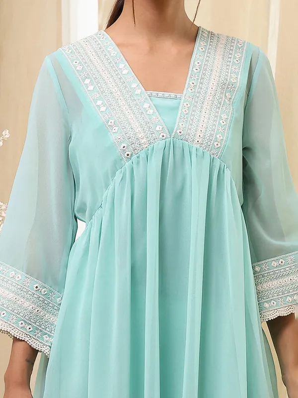 Sky blue georgette casual kurti