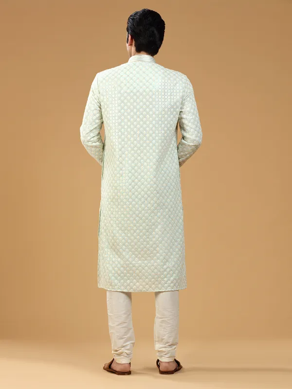 Sky blue georgette embroidery  Men Kurta pajama