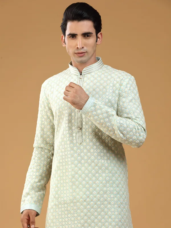 Sky blue georgette embroidery kurta suit