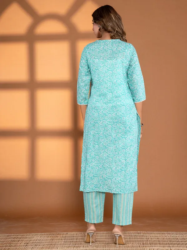 Sky blue georgette printed kurti set for festive