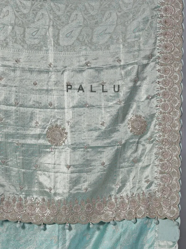 Sky blue heavy kanjivaram silk saree