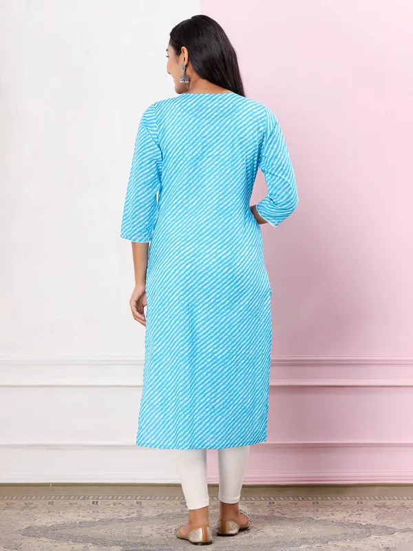 Sky blue leheriya cotton kurti