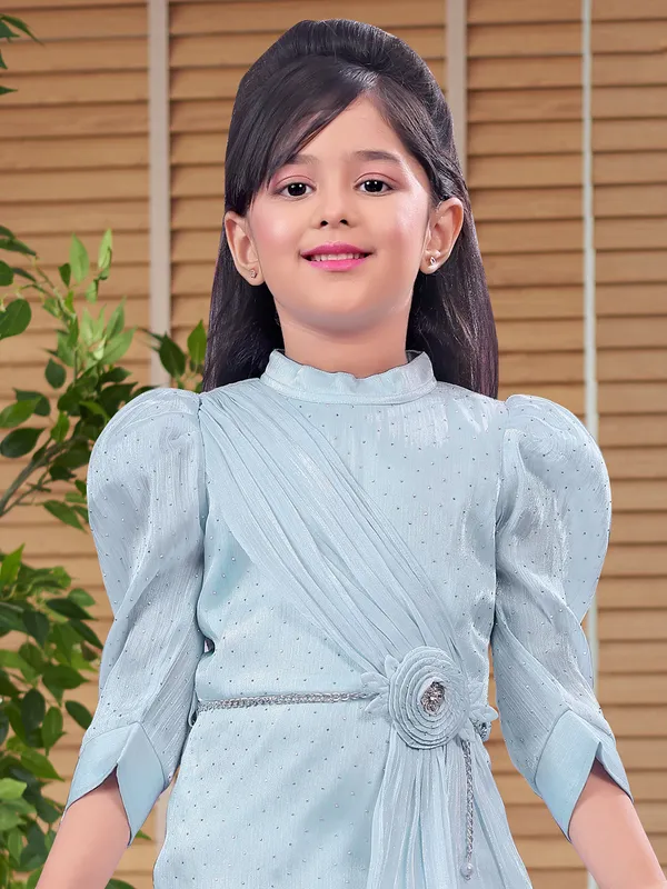 Sky blue lycra dress for party
