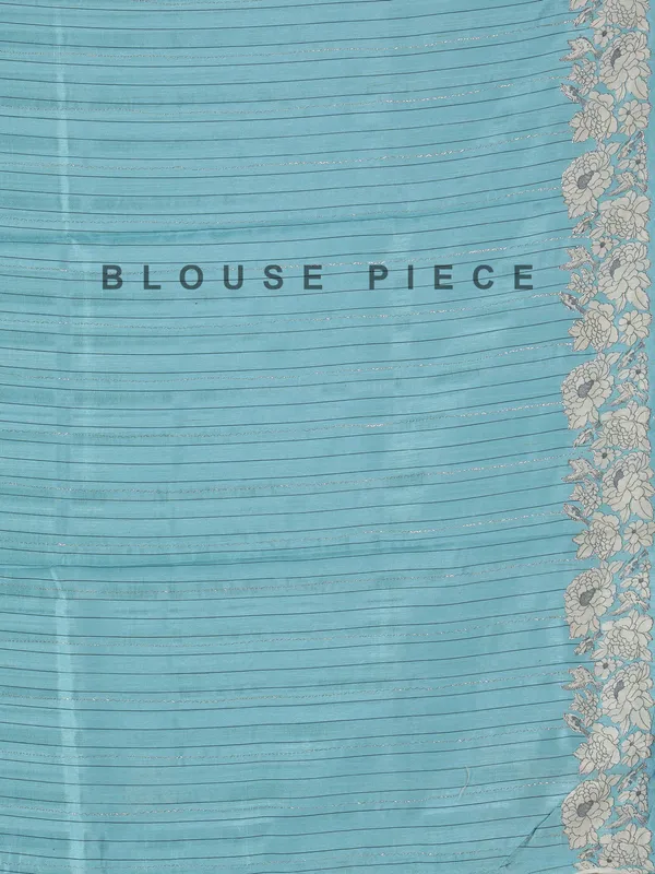 Sky blue printed semi silk saree with resham touch