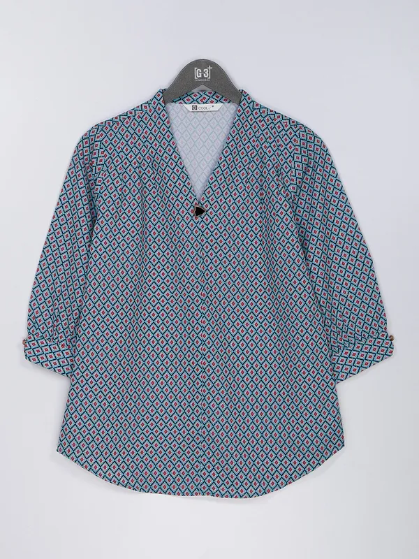 Sky blue rayon cotton top