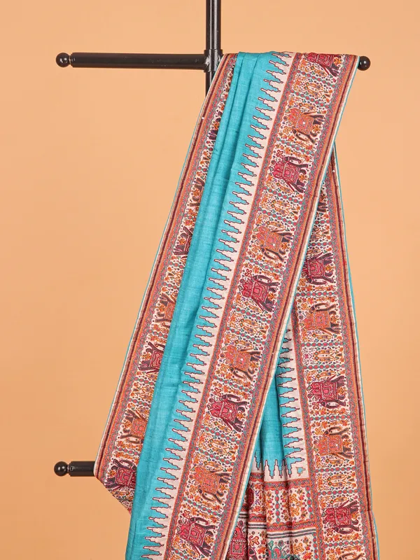 Sky blue semi silk saree for festive wear