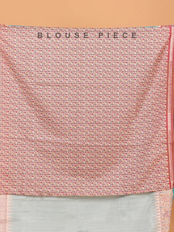 Sky blue semi silk saree for festive wear