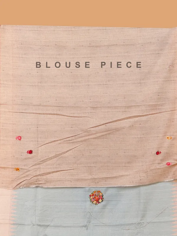 Sky blue semi tusser silk saree for festive wear