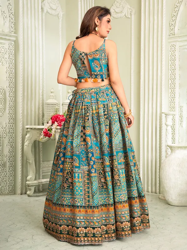 Sky blue silk pretty lehenga choli for women