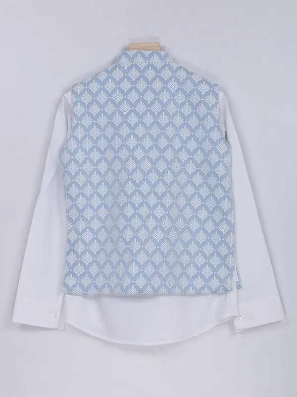 Sky blue silk waistcoat with shirt