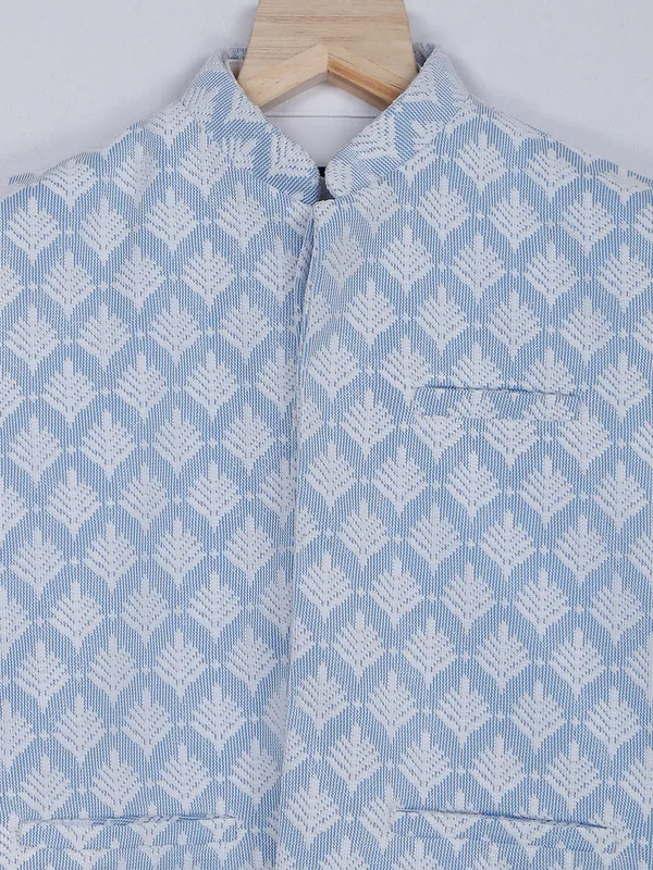 Sky blue silk waistcoat with shirt