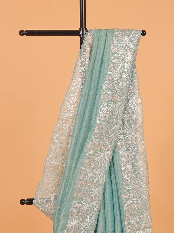 Sky blue soft silk saree for women