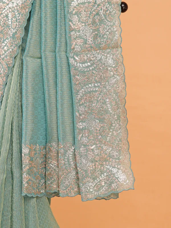 Sky blue soft silk saree for women