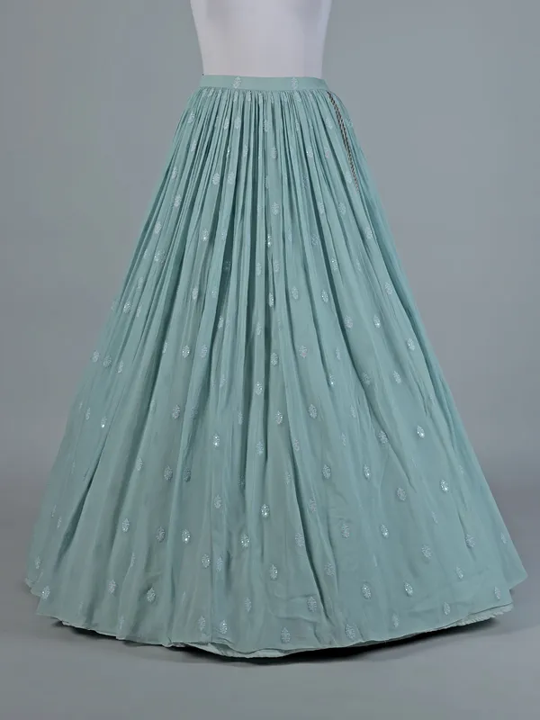 Sky blue sparkle lehenga choli set