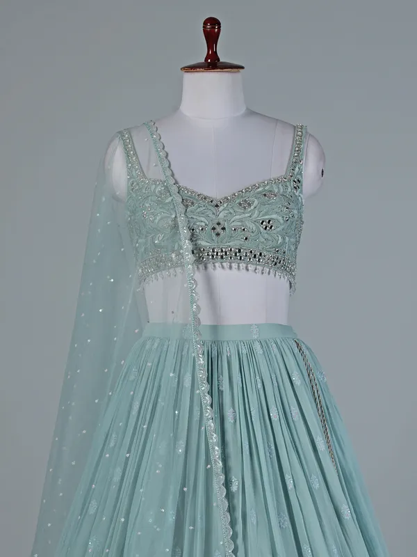 Sky blue sparkle lehenga choli set