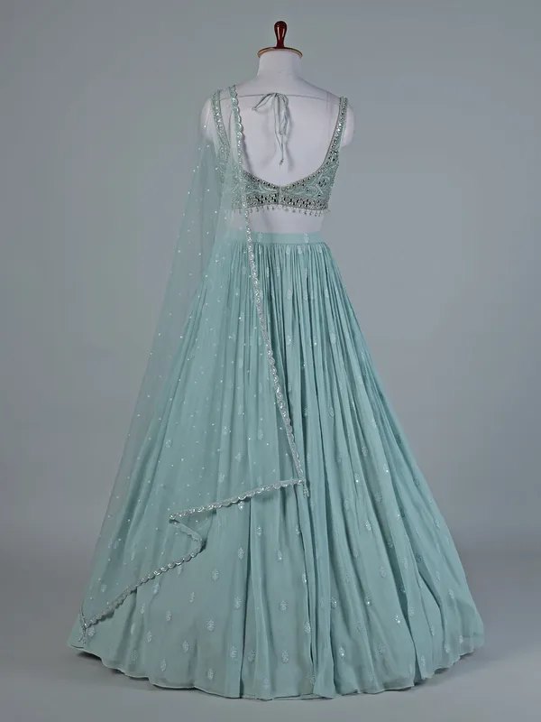 Sky blue sparkle lehenga choli set