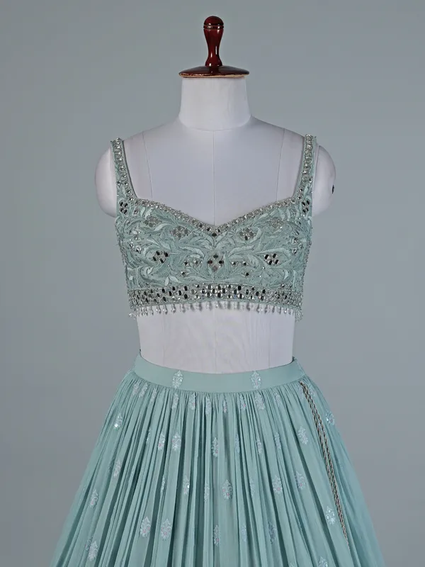 Sky blue sparkle lehenga choli set