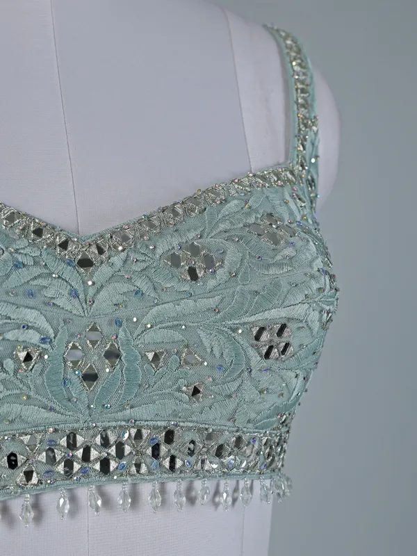 Sky blue sparkle lehenga choli set