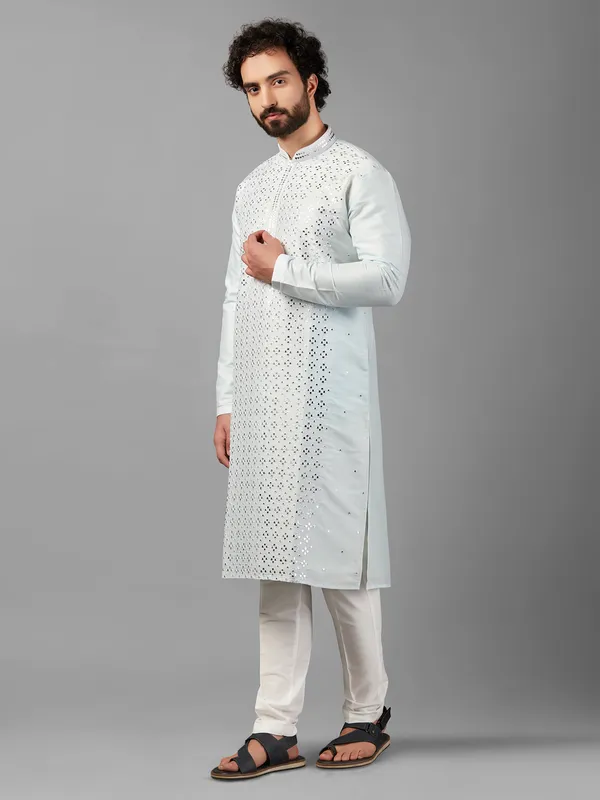 Sky blue stunning silk  Men Kurta pajama