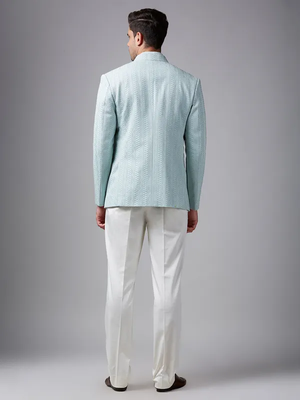 Sky blue terry rayon jodhpuri suit