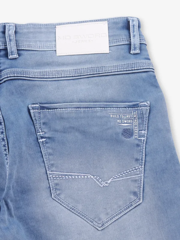Sky blue washed denim jeans from MD SWORD