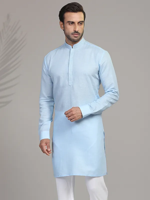 Sky cotton only kurta for festive