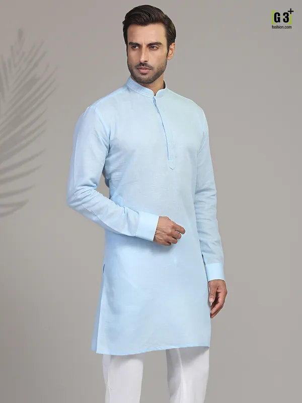 Sky cotton only kurta for festive