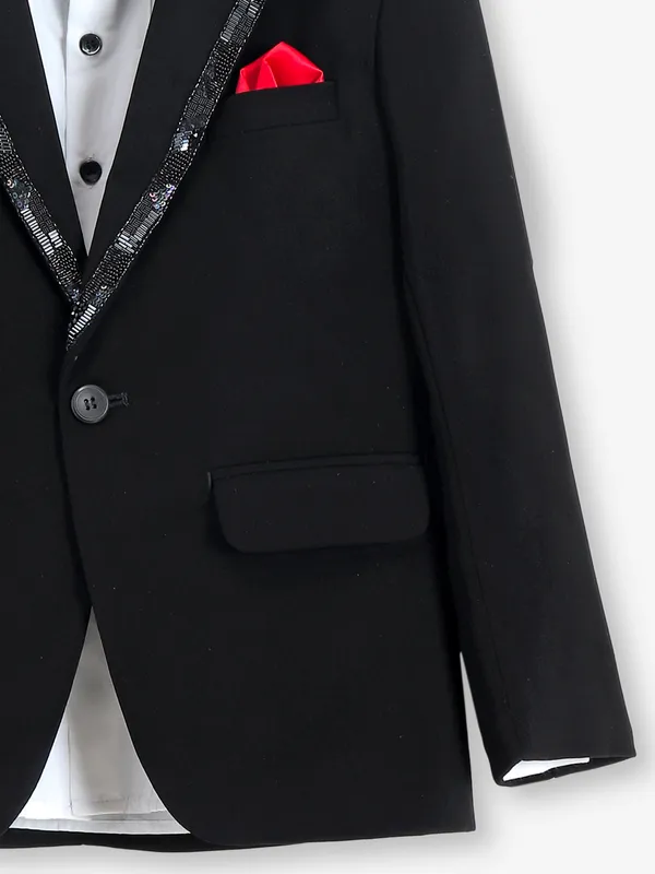 Smashing black terry rayon coat suit